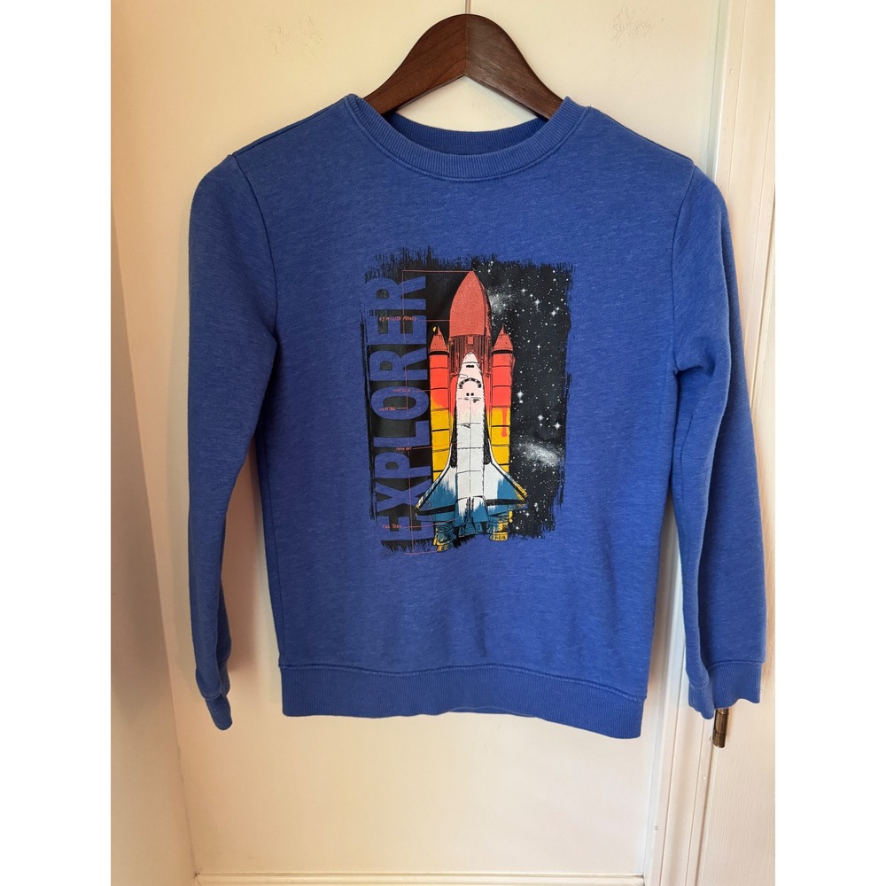 Cat‎ & Jack Kids Blue Space Shuttle Explorer Graphic Sweatshirt Size M 8/10